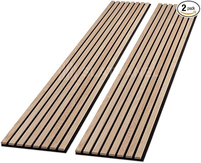 SLATPANEL Two Acoustic Wood Wall Veneer Slat Panels - Oak | Natural Core | 47.24” x 12.6” Eac... | Amazon (US)