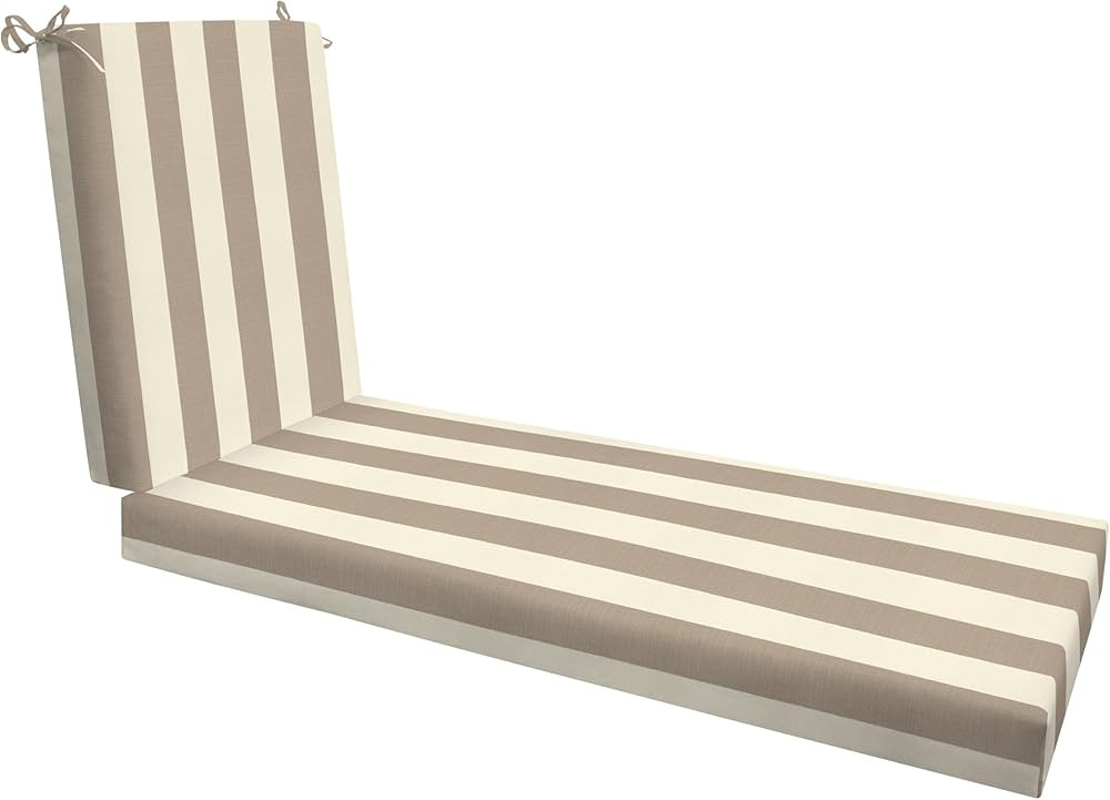 Honeycomb Outdoor Chaise, 22.5" W x 70" L, Cabana Stripe Tan Patio Cushion | Amazon (US)