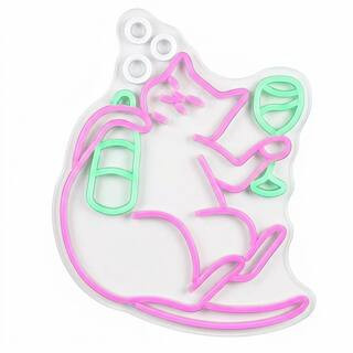 Cat Beer Neon Sign Dimmable LED Acrylic Pink Animal Bar Light Wall Decor Home Bedroom Party Bar Sign | The Home Depot