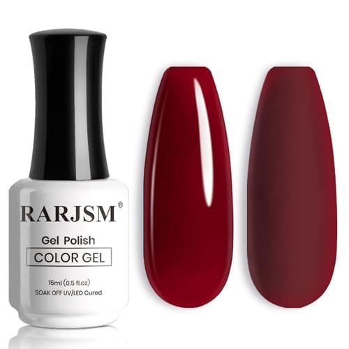 RARJSM Nude Dark Red Gel Nail Polish Cherry Wine Red Burgundy Neutral Skin Tone Sheer Jelly Gel Polish 15ml Single Bottle Transparent Nail Gel Polish Soak off UV LED Cured for Home Salon DIY Manicure | Amazon (US)