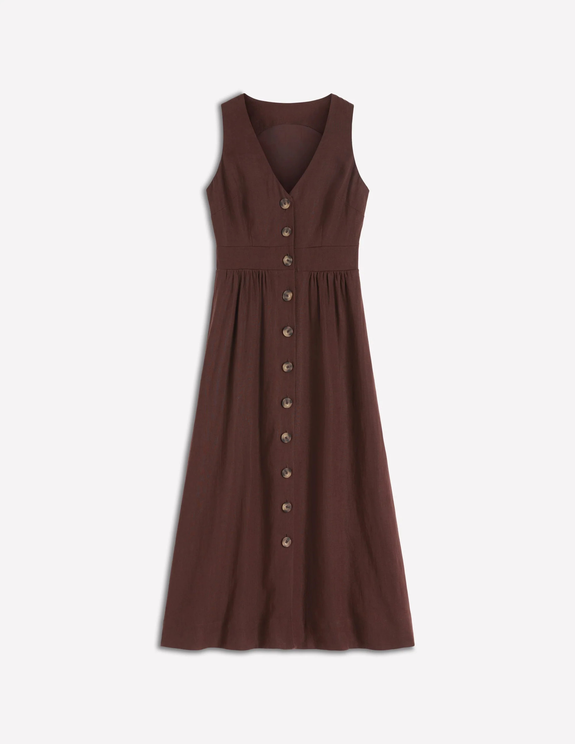 Catherine Button Linen Dress-Ivory and Green Satin Stripe | Boden (US)