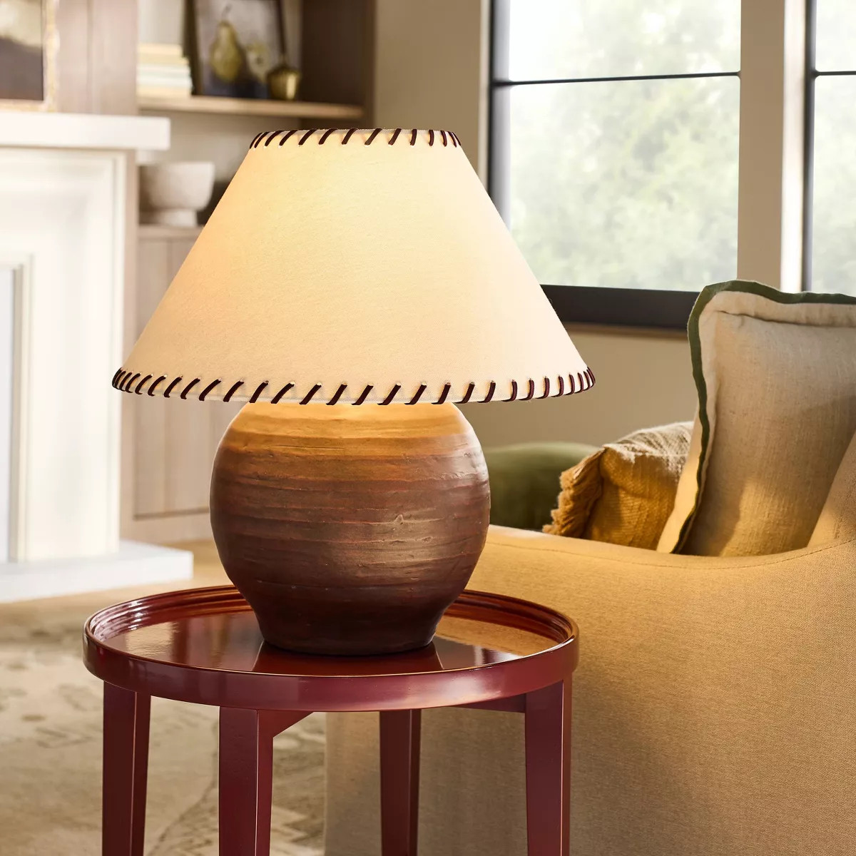 Large Earthy Table Lamp with Whipstitch Shade - Threshold™ designed with Studio McGee | Target