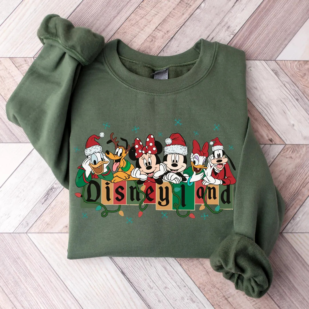 Retro Mickey and Friends Christmas Sweatshirt, Vintage Disneyland Christmas Party Sweatshirt, Mer... | Etsy (US)