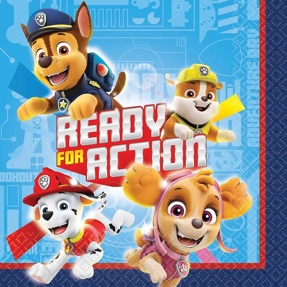 "PAW Patrol Adventures" Blue Beverage Party Napkins, 5" x 5", 16 Ct. | Amazon (US)
