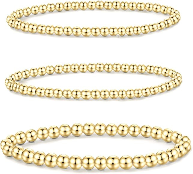 MOROTOLE 5PCS 14K Gold Plated Bracelets Set for Women Men Adjustable Hypoallergenic Stackable Str... | Amazon (US)