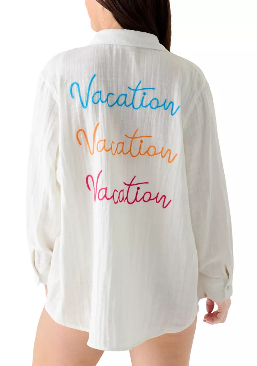 Women's Long Sleeve Big Shirt Swim Cover Up | Belk