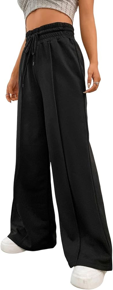 SOLY HUX Women's Drawstring High Waisted Wide Leg Long Pants Casual Sweatpants | Amazon (US)