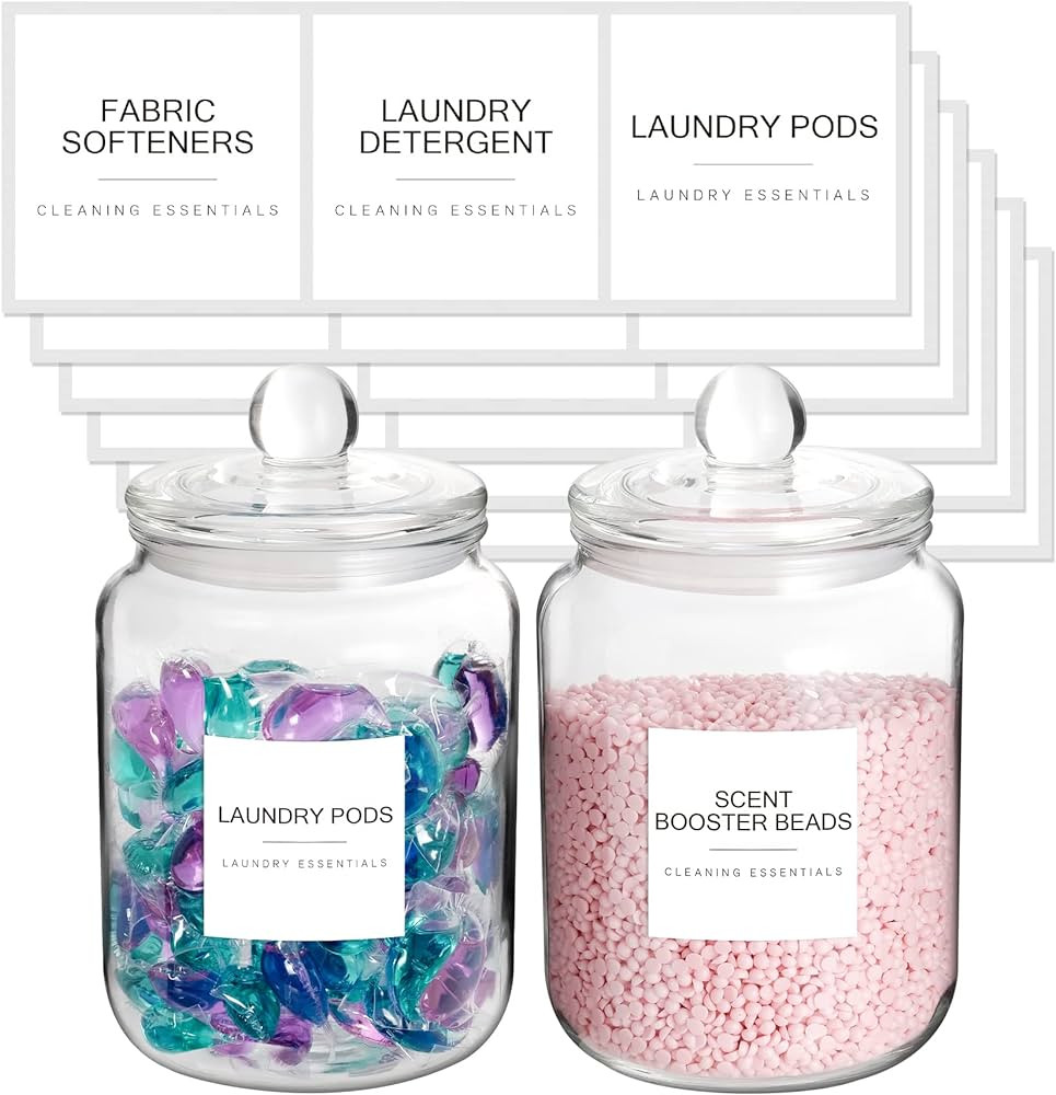 Mustry Glass Jars for Laundry Room Organization Jars Half Gallon Laundry Storage Glass Containers... | Amazon (US)