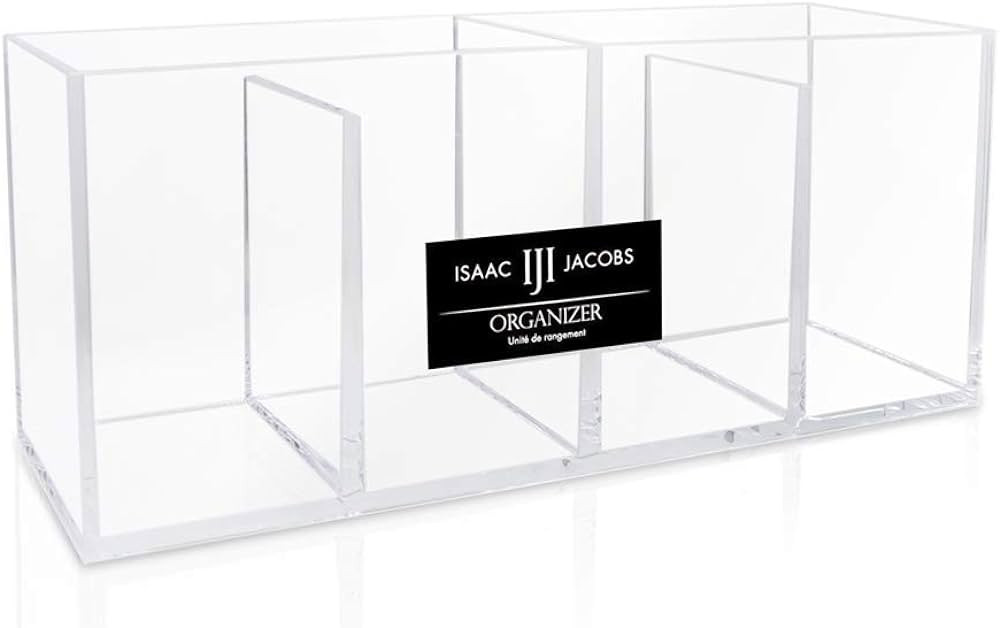Isaac Jacobs 4-Compartment Clear Acrylic Organizer- Makeup Brush Holder- Storage Solution- Office... | Amazon (US)