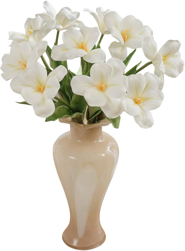 TINGE TIME 10pcs Fake Flowers, 15.3" Blooming Tulips Artificial Flowers, Real Touch Tulips for We... | Amazon (US)