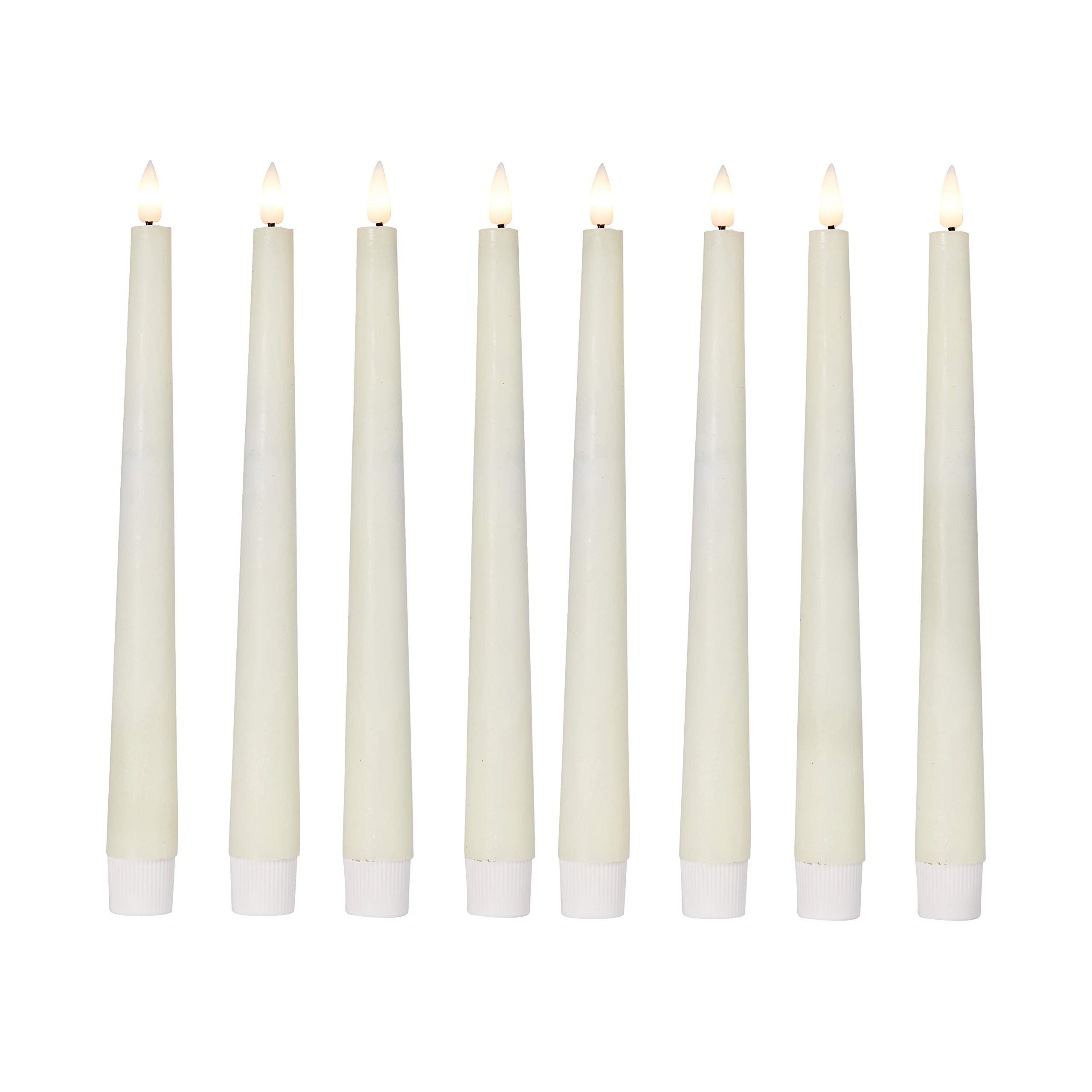 Lights4fun, Inc. Set of 8 TruGlow Ivory Wax Flameless LED Battery Operated Taper Candles with Rem... | Amazon (US)