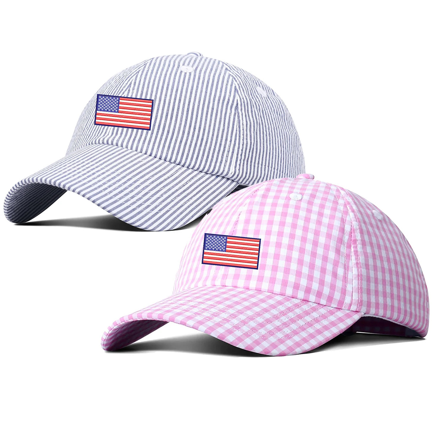 American Flag Seersucker/Gingham Hat | United Monograms
