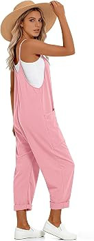 Muchpow Jumpsuits for Women Causal Summer Outfits Adjustable Strap Rompers V Neck Sleeveless Hare... | Amazon (US)