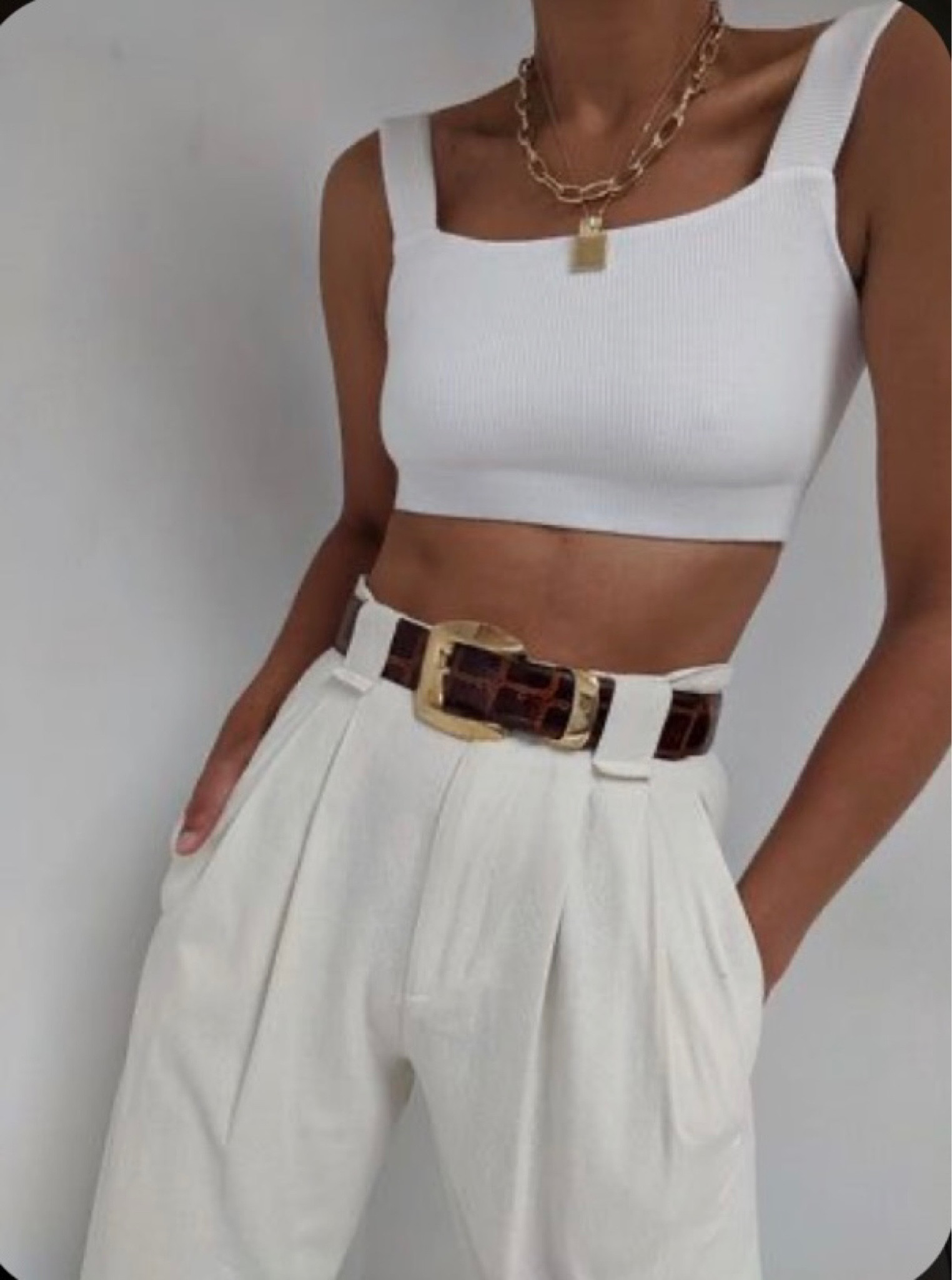 Date night outfit white top white pants gold jewelry brown belt date night outfit fall outfit summer outfit winter outfit casual outfit casual top tank top white fit style fashion deal  

#LTKSeasonal #LTKstyletip #LTKGiftGuide