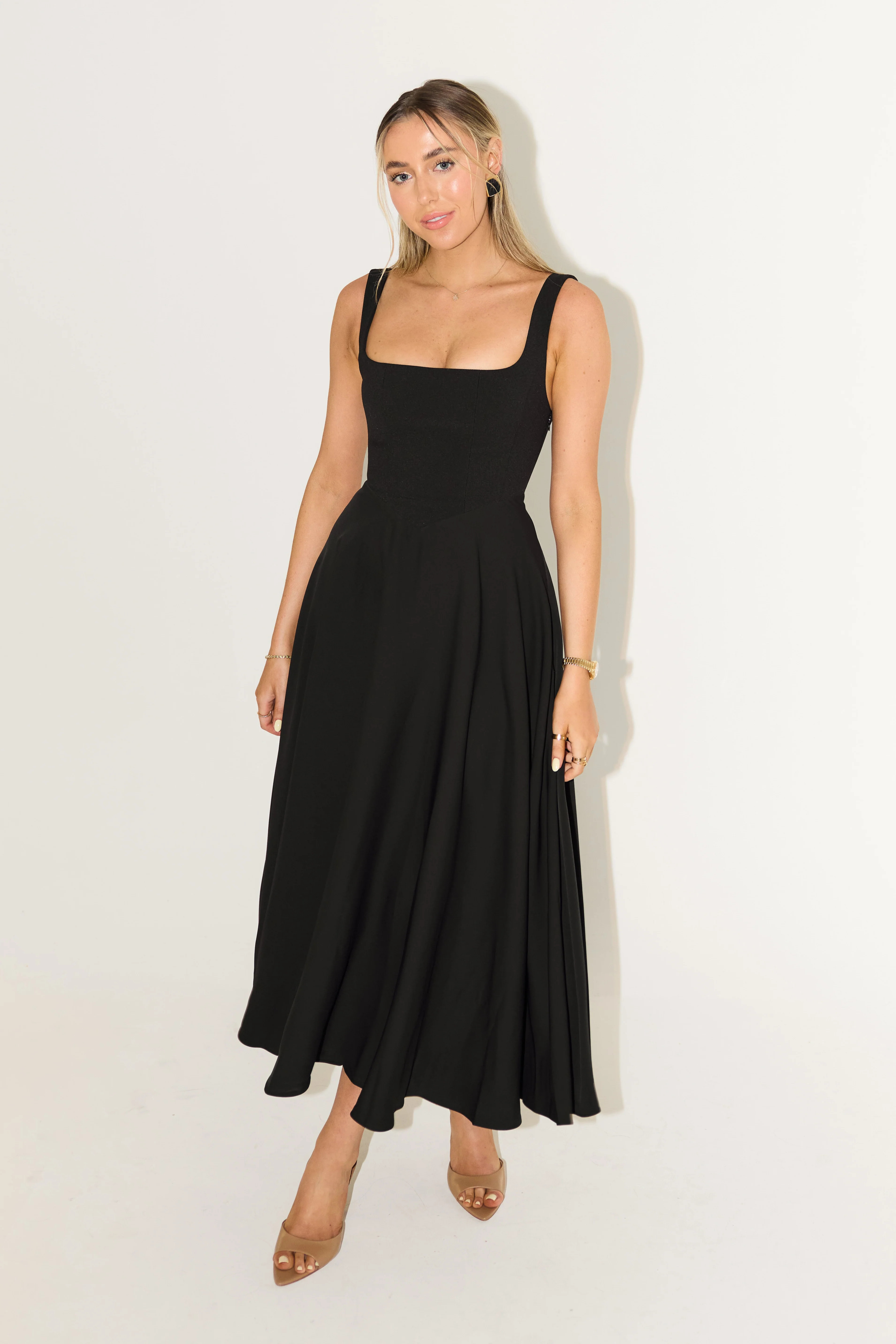 The Ultimate Muse High Waist Square Neck Midi Dress | Odd Muse