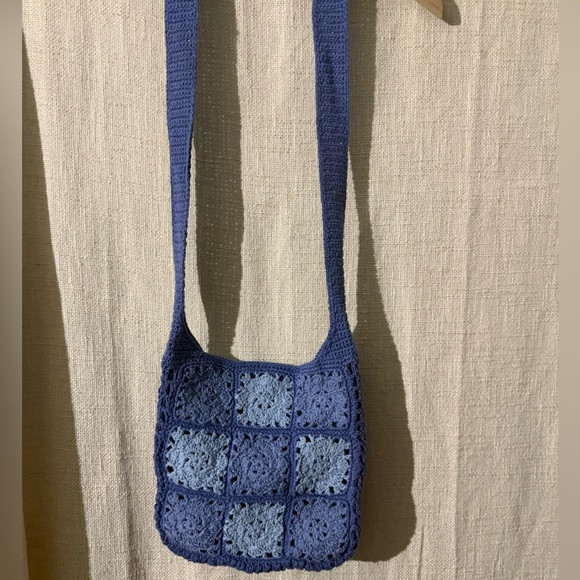 Handcrafted Blue Crochet Shoulder Bag | Poshmark