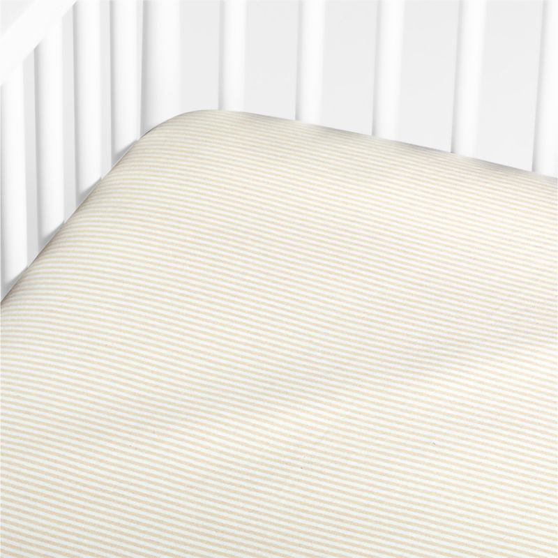 Baby's First Natural Stripe Organic Cotton Jersey Baby Crib Fitted Sheet + Reviews | Crate & Kids | Crate & Barrel