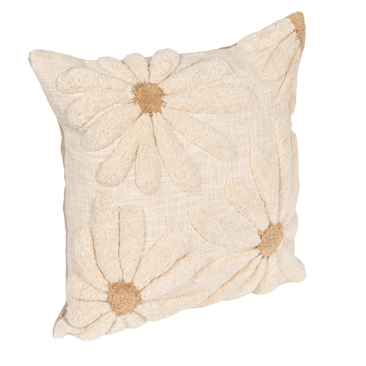 Cotton Slub Pillow With Tufted Flowers | Wayfair North America