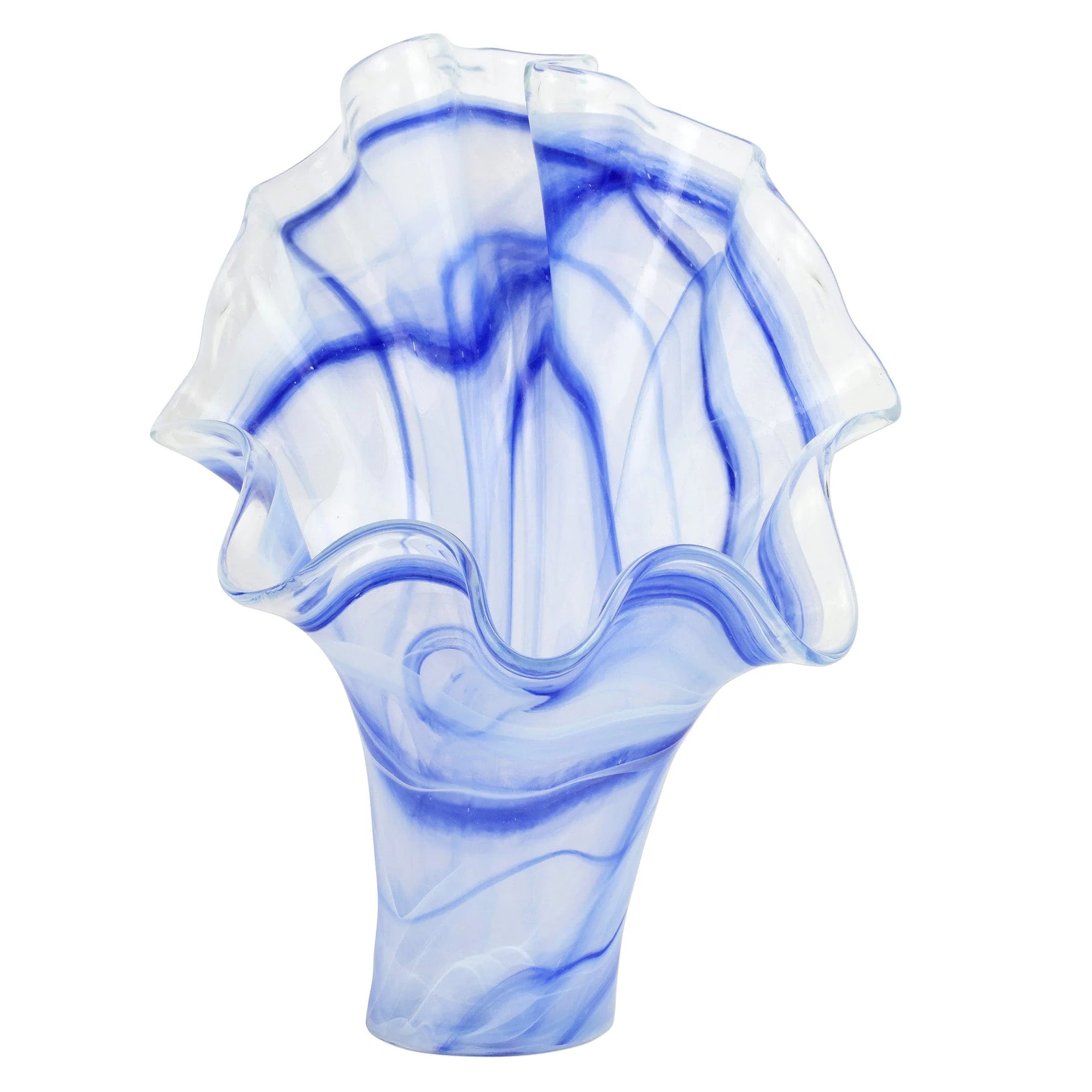 Onda Glass Cobalt Fanned Vase | VIETRI