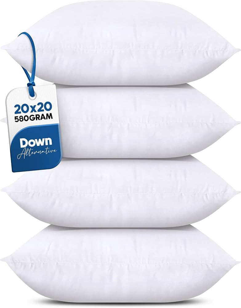 Utopia Bedding Throw Pillows (Set of 4, White), 20 x 20 Inches Pillows for Sofa, Bed and Couch De... | Amazon (US)