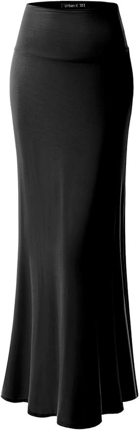 Womens Basic Foldable High Waist Regular and Plus Size Maxi Skirts | Amazon (US)
