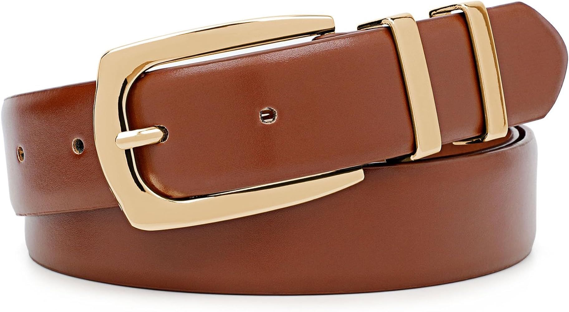 WHIPPY Women's Leather Belts for Jeans Pants Fashion Ladies Belt Gold Buckle Belts for Women | Amazon (US)