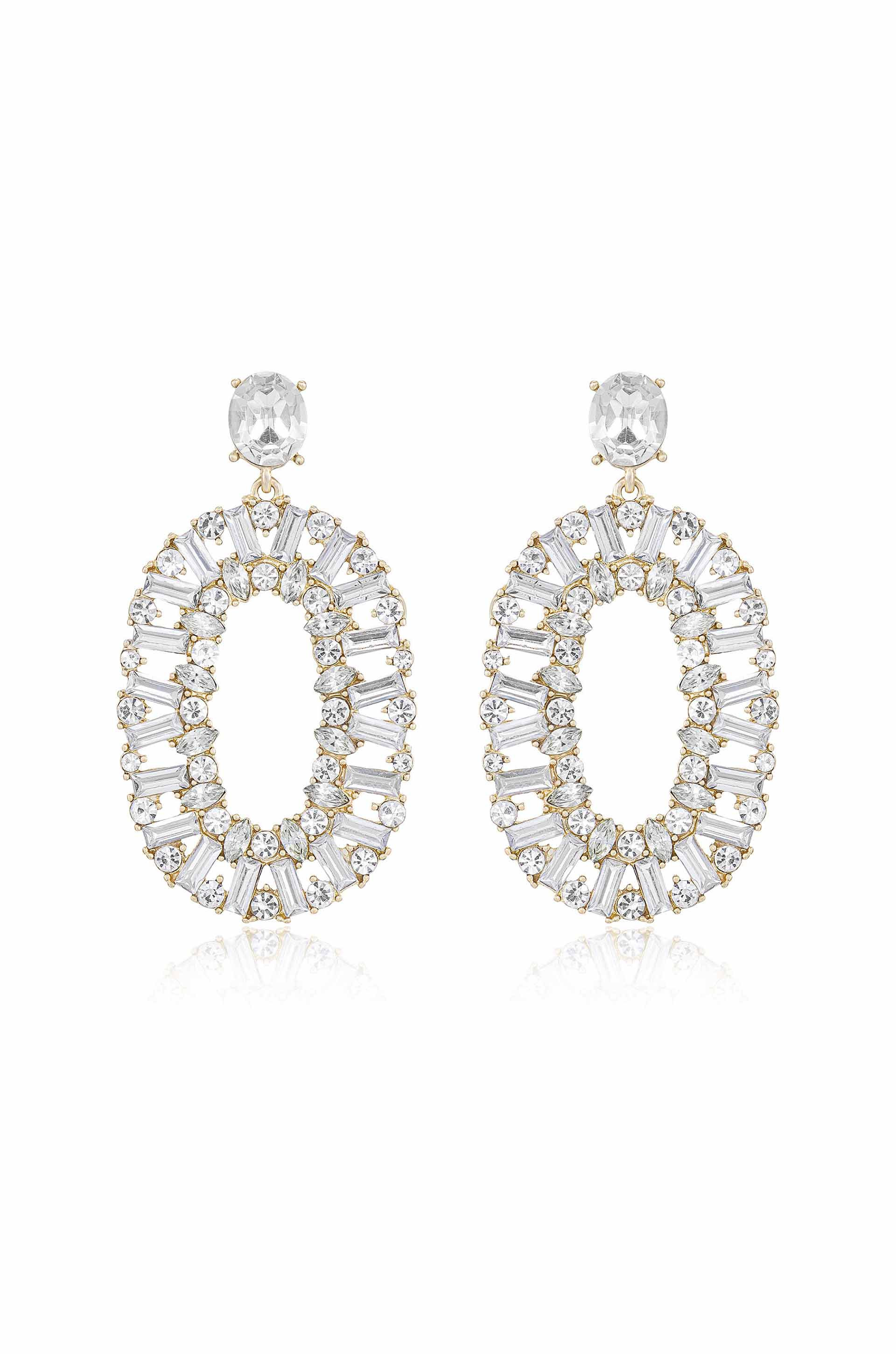 Sparkle Oval Dangle Earrings | Ettika