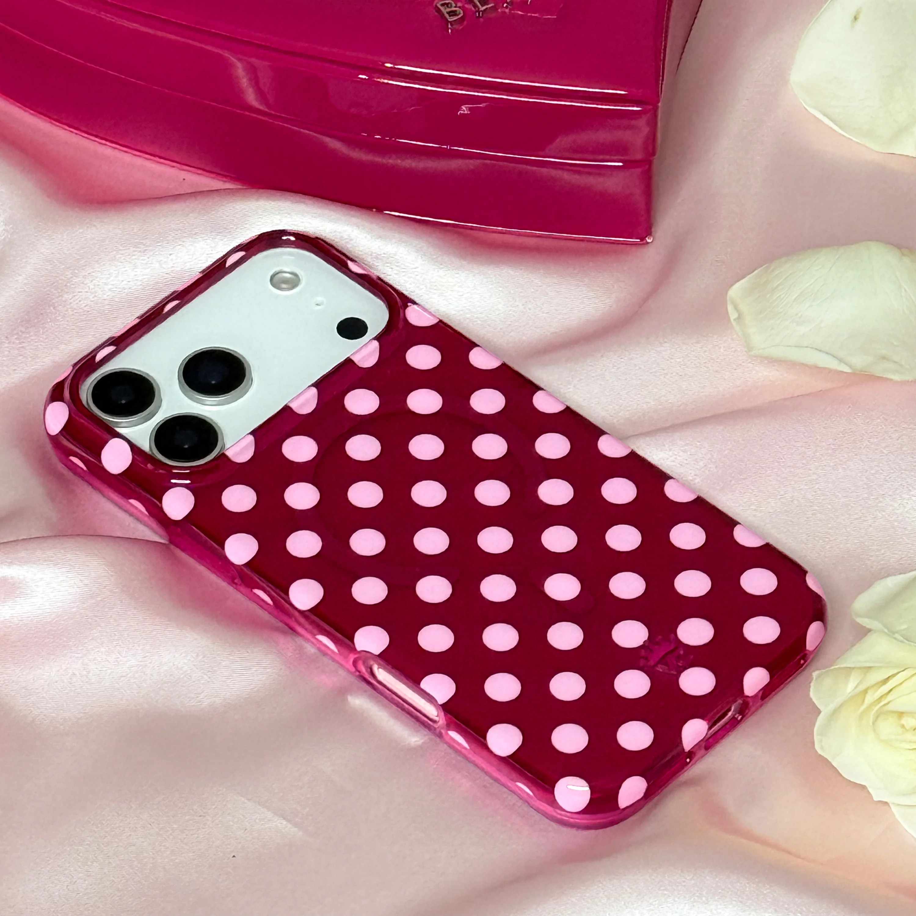 Raspberry Polka Dot iPhone Case | Velvet Caviar