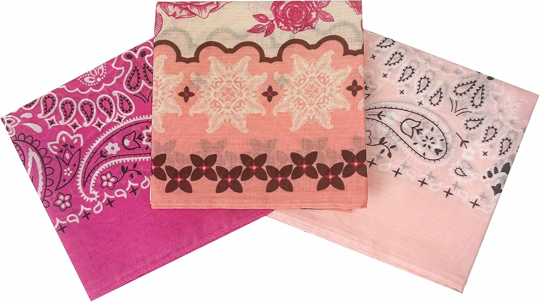 Bandanas for Women and Men，3 Pack Super Soft Thin 60s Preium Cotton 22 inch Handkerchiefs | Amazon (US)