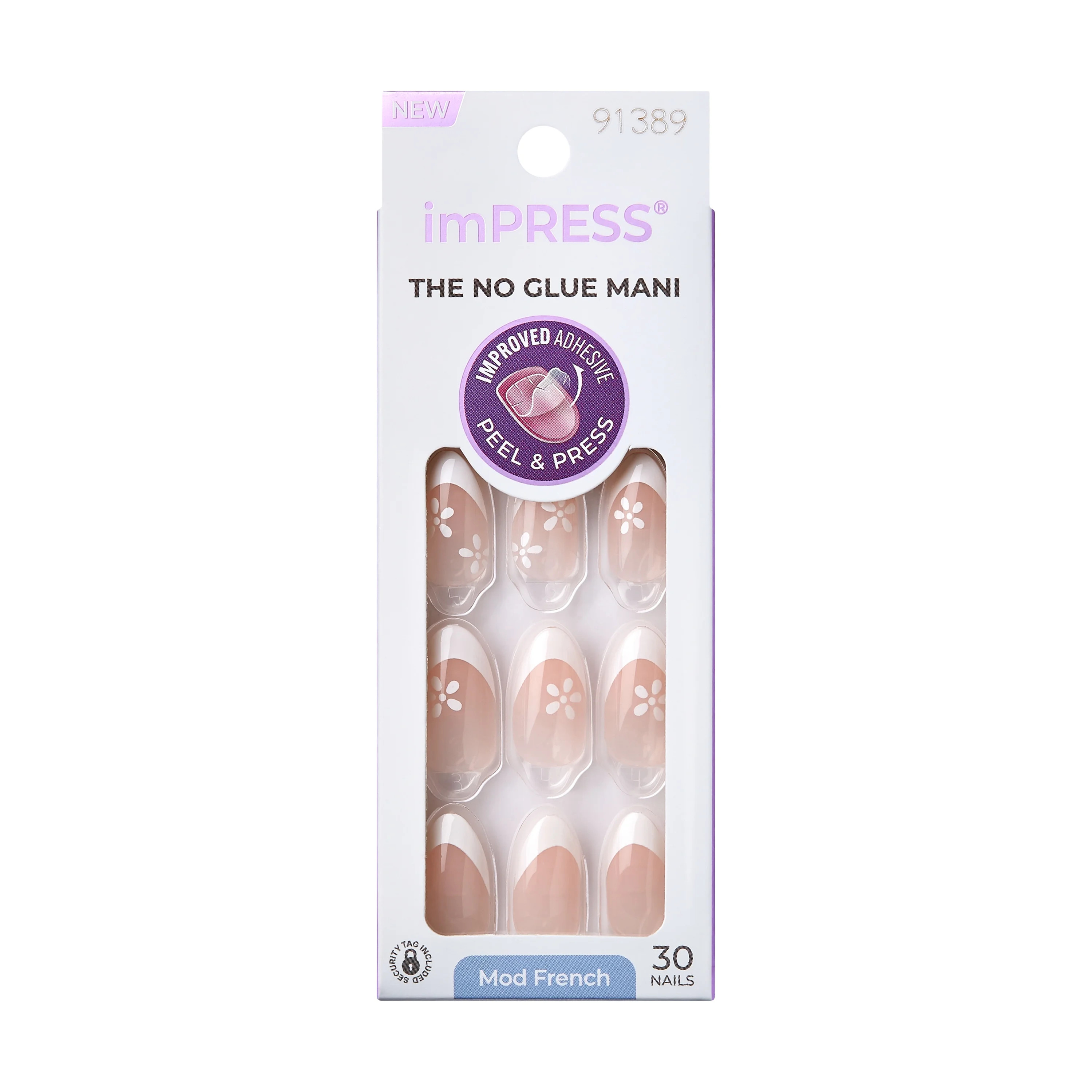 imPRESS French Press-On Nails, Glimpse, Pink, Medium Length, Coffin Shape, 30 ct. | Walmart (US)