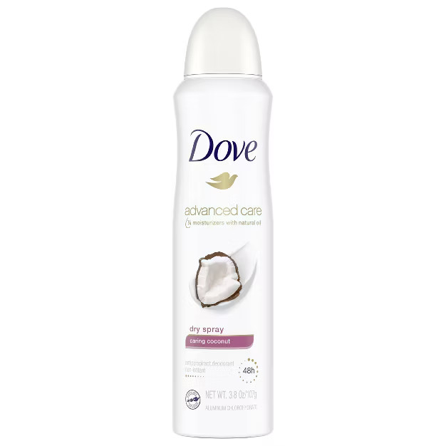Dove Caring Coconut 48-Hour Antiperspirant & Deodorant Dry Spray - 3.8oz | Target