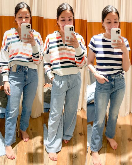 Size XS striped hoodie
Size small striped tee
Curvy fit size 25 90’s straight crop jeans
Size 24 Harlow jeans (run big; size down 1-2 sizes)
Size 26 curvy kick out jeans

Madewell jeans


#LTKxMadewell #LTKOver40 #LTKSaleAlert