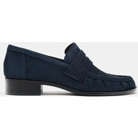 Zara - Ruffled Suede Loafers - Navy Blue - 8 - Woman | Zara UK