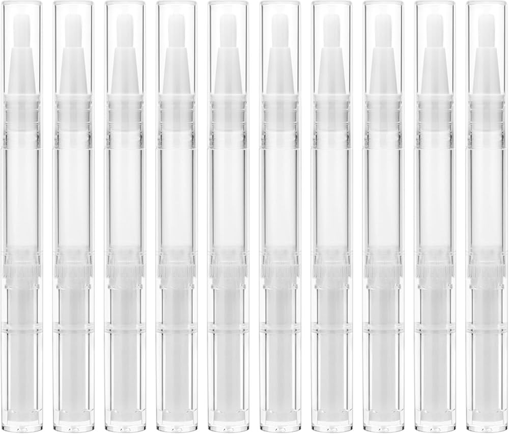 SOKOSEY 10 Pieces 3ml Transparent Twist Pens, Cuticle Oil Pen Empty Nail Oil Pen with Brush Tip C... | Amazon (US)