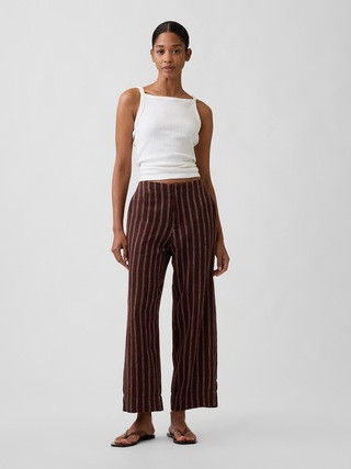High Rise Linen-Blend Straight Crop Pants | Gap Factory