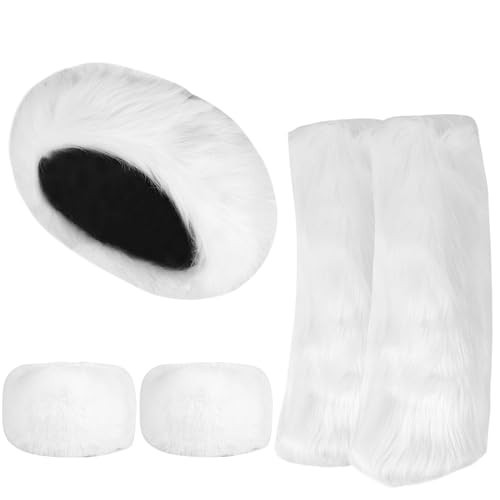 QZUnique 3 Pieces Faux Fur Headband Set Warm Furry Long Leg Warmer Wrist Cuff Ear Arm Warmer Scarf Wrap for Women | Amazon (US)