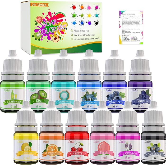 Limino 12 Color Bath Bomb Soap Dye - Skin Safe, Food Grade Coloring for Soap Making Supplies, DIY... | Amazon (US)