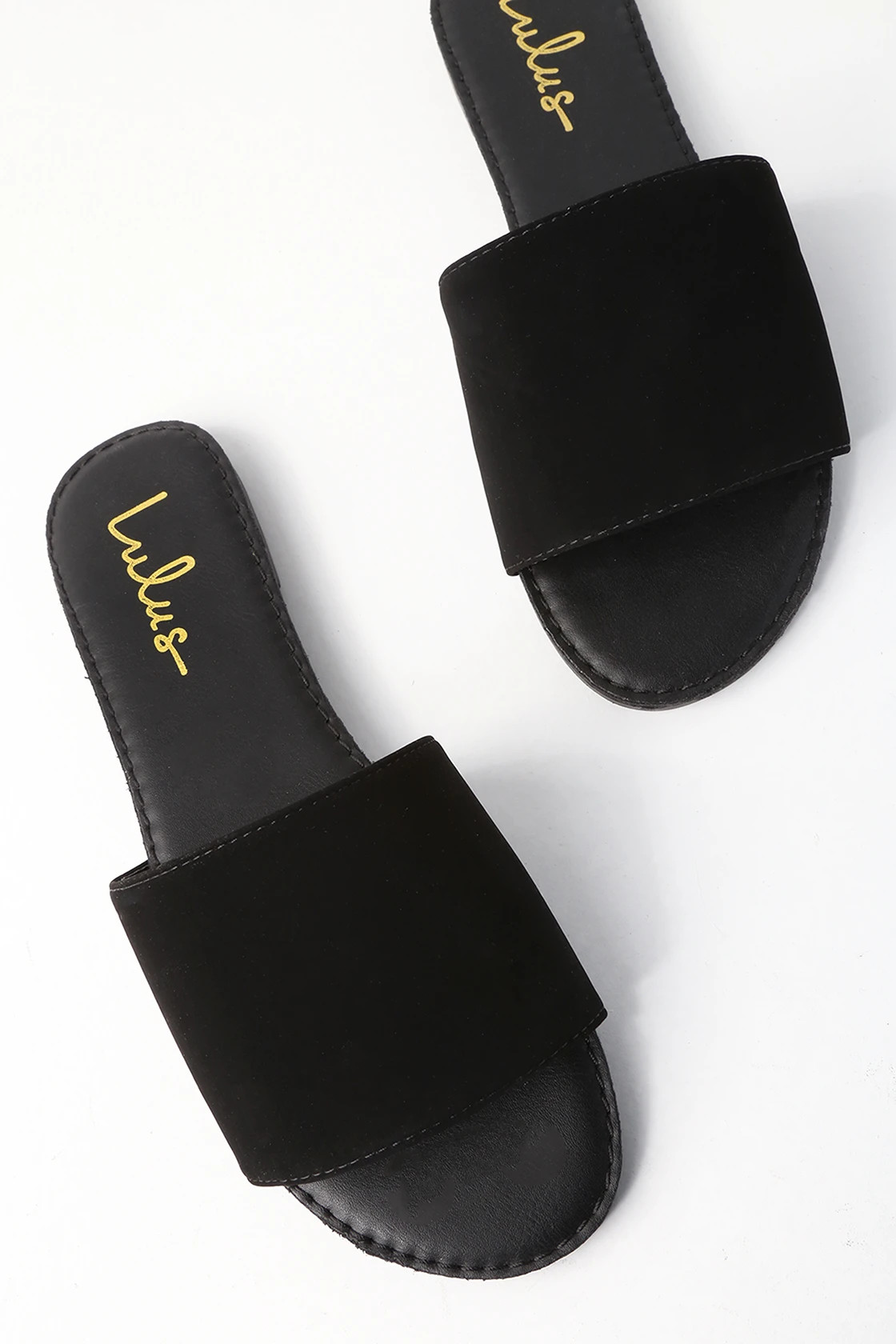 Addison Black Nubuck Slide Sandals | Lulus (US)