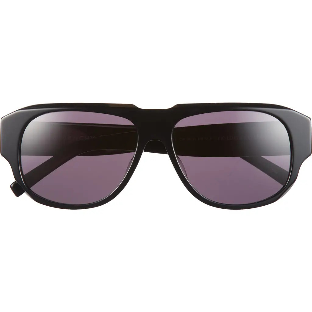 Givenchy GV Day 54mm Geometric Sunglasses in Shiny Black /Smoke at Nordstrom | Nordstrom