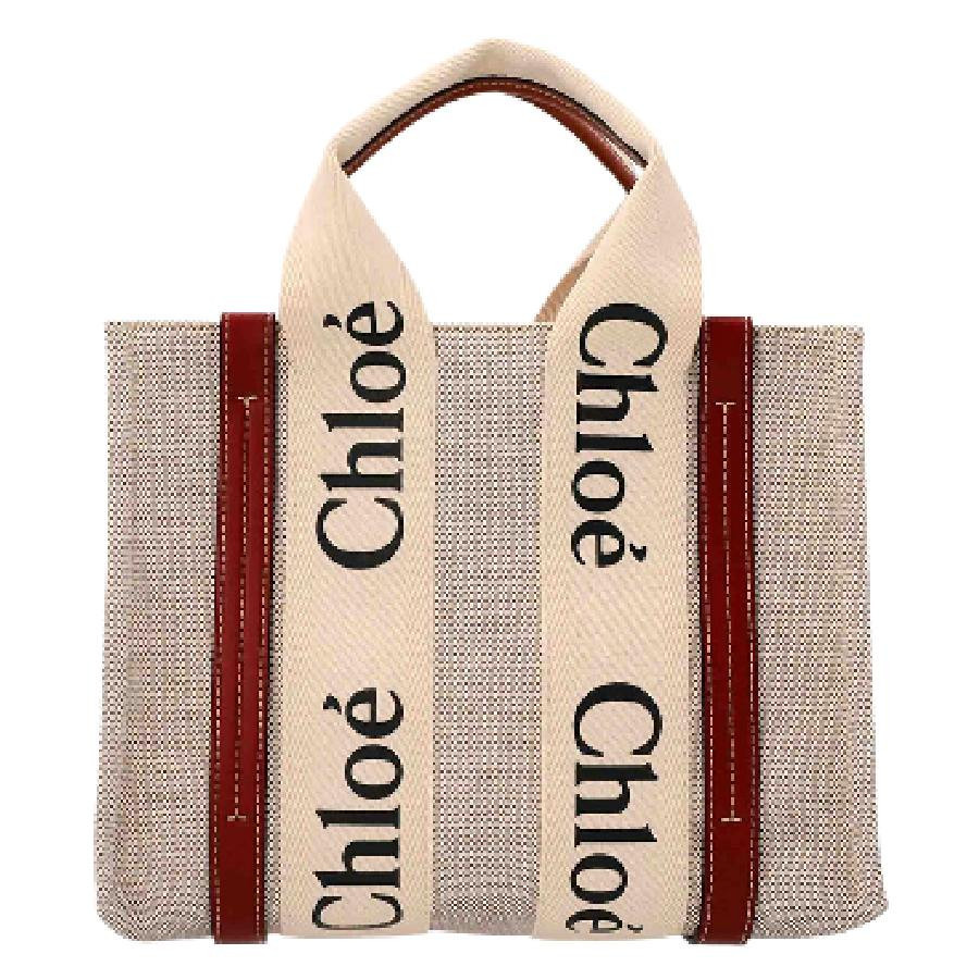 Chloe Mini Woody Linen Logo Tote Bag | Jomashop.com & JomaDeals.com