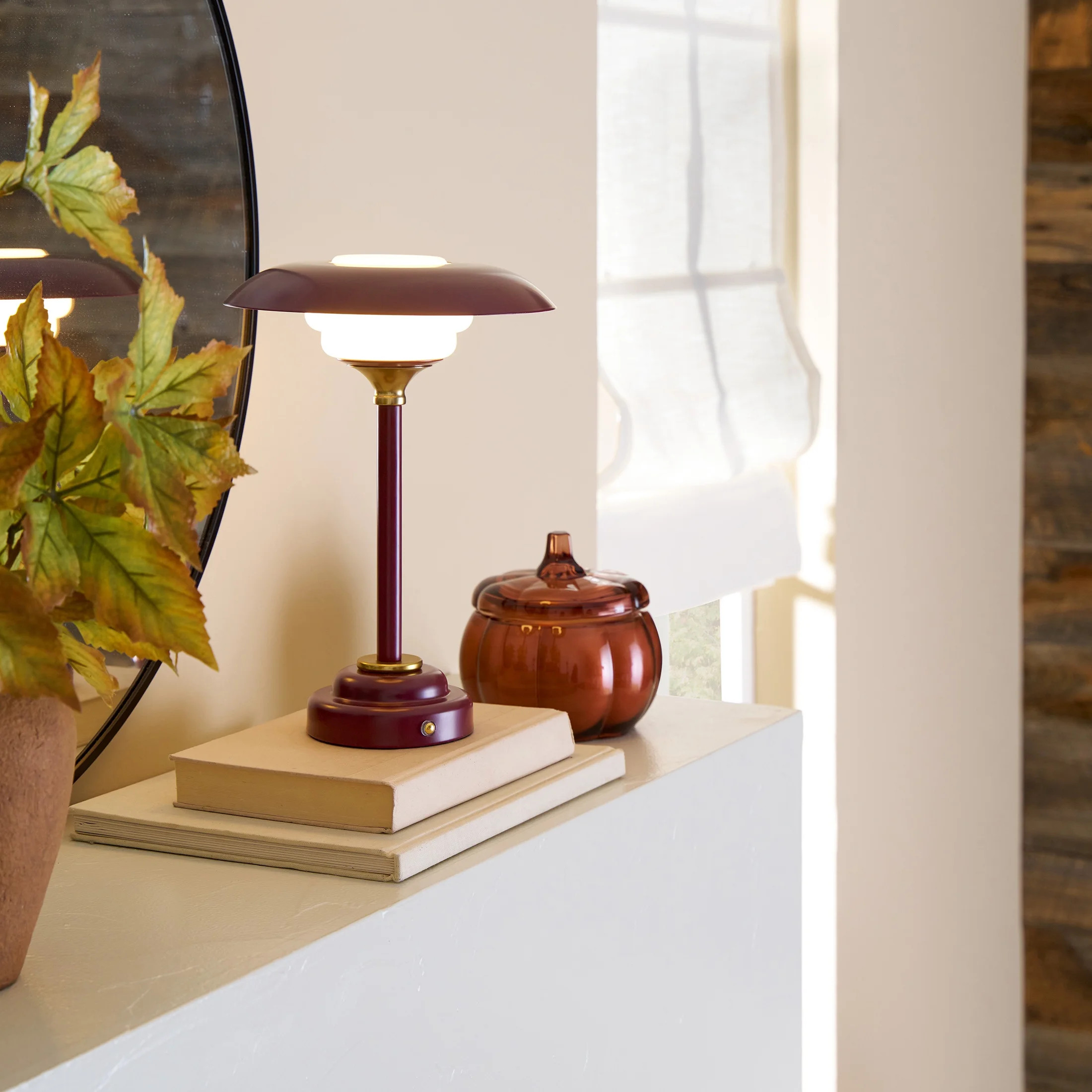 Better Homes & Gardens 12" Portable Red Ripple Lamp, dimmable with touch switch and USB-C | Walmart (US)