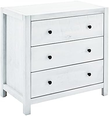 MUSEHOMEINC Rustic Wood with 3-Drawer Dresser,Storage Night Stand,Round Metal knobs,White Washed ... | Amazon (US)