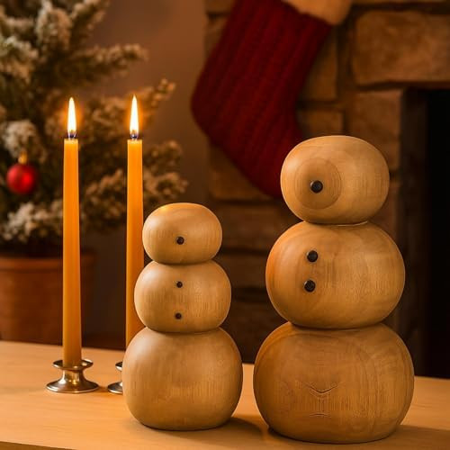 2 Pcs Christmas Wooden Snowman Holiday Decoration 7.5'' 11.5'' Height Christmas Wood Ornaments Cr... | Amazon (US)