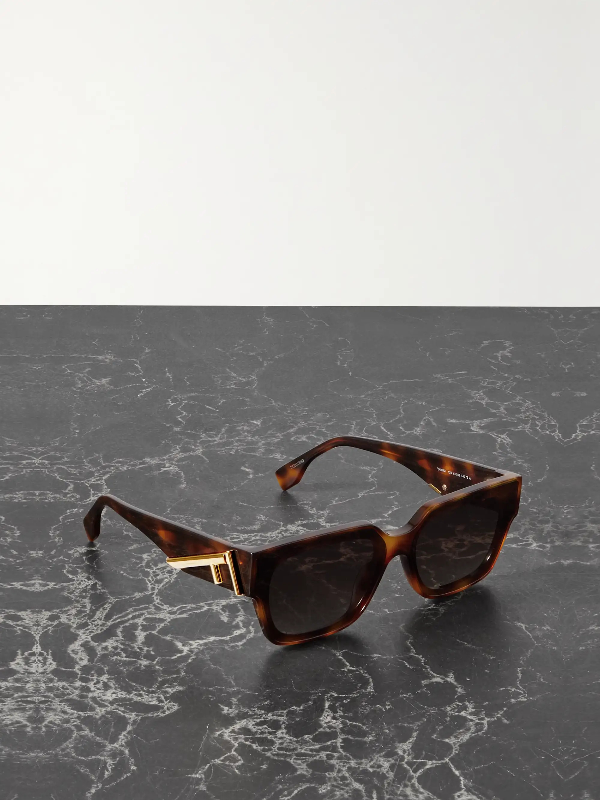 Fendi First rectangular-frame acetate and gold-tone sunglasses | NET-A-PORTER (US)