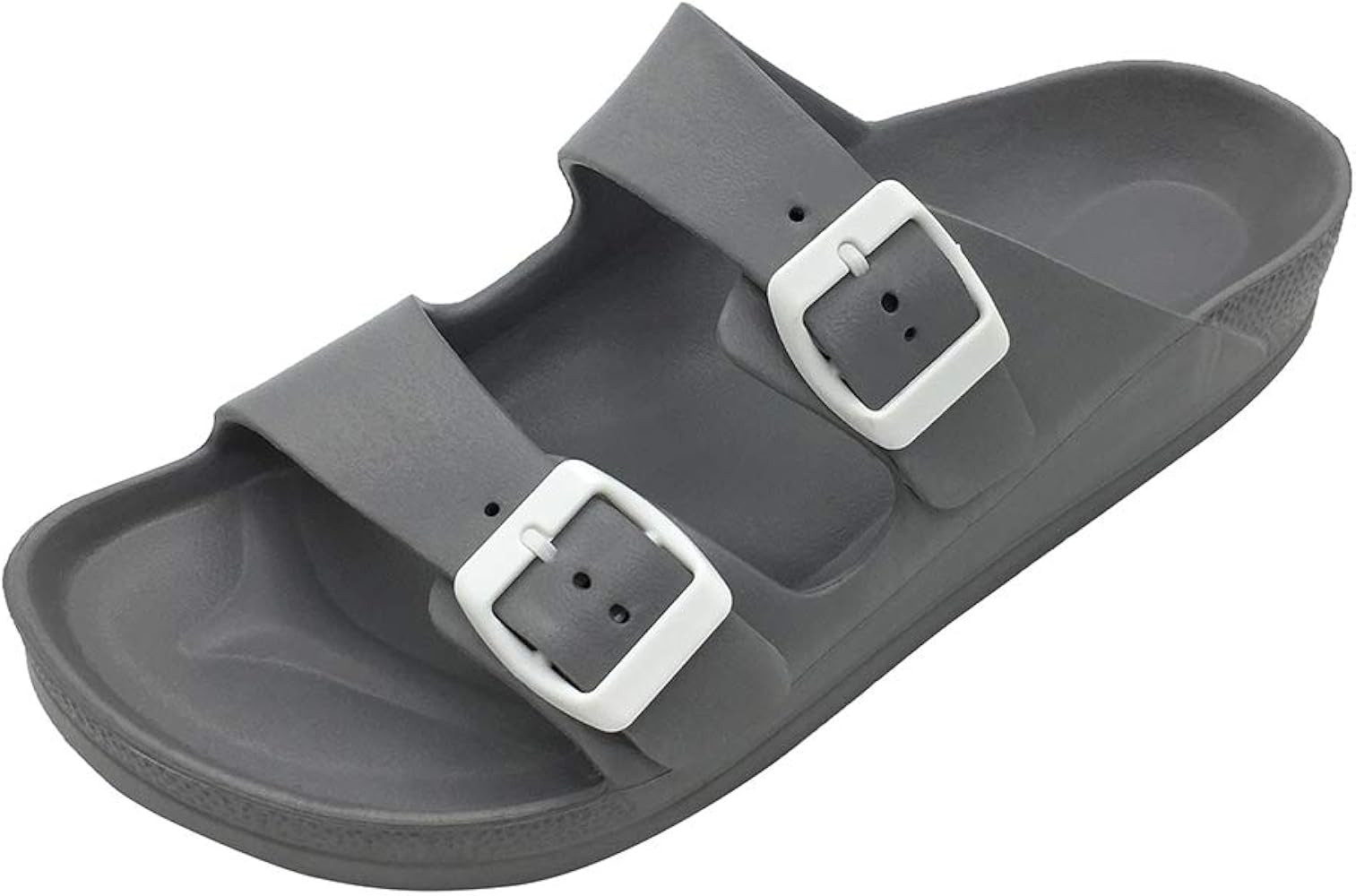 FUNKYMONKEY Women's Comfort Slides Double Buckle Adjustable EVA Flat Sandals | Amazon (US)