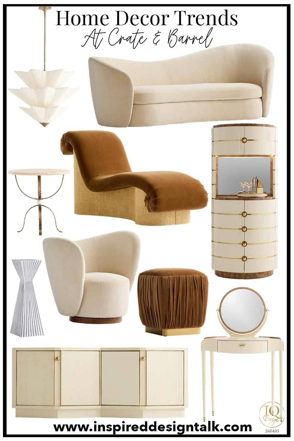 home decor and furniture trends at Crate and Barrel // Living Room Decor // Travertine 20" Side Table, Metal 9" Drink Table, Brass and Grasscloth Storage Media Cabinet, Burl Wood & Brass 34" Gloss Lacquer Bar Cabinet, Vanity Table, Velvet Chaise Lounge, Velvet Goodbye Ottoman, Chandelier Light, Swivel Accent Chair, Velvet Sofa 

 #LTKOver40 #LTKHome #LTKBeauty
