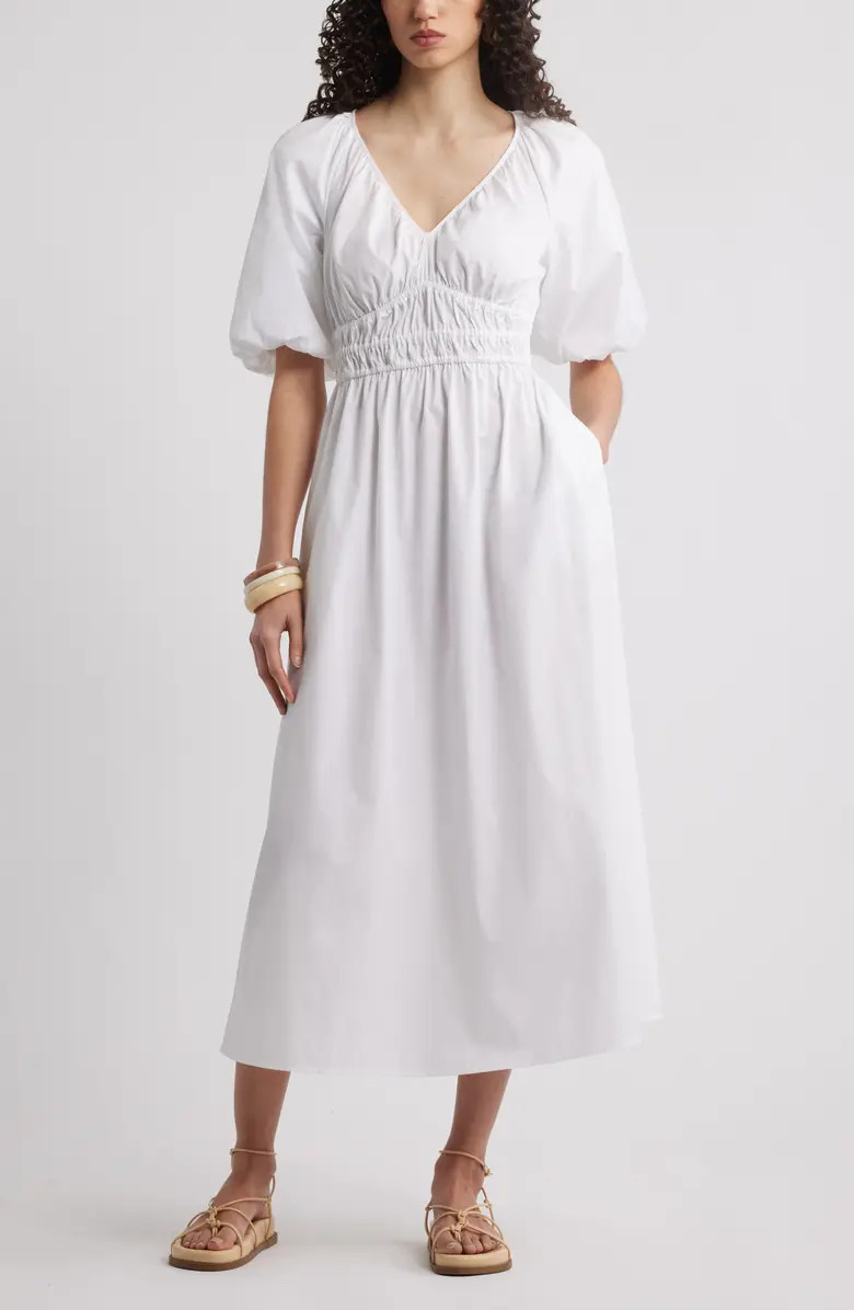 Puff Sleeve Cotton Poplin Dress | Nordstrom Rack
