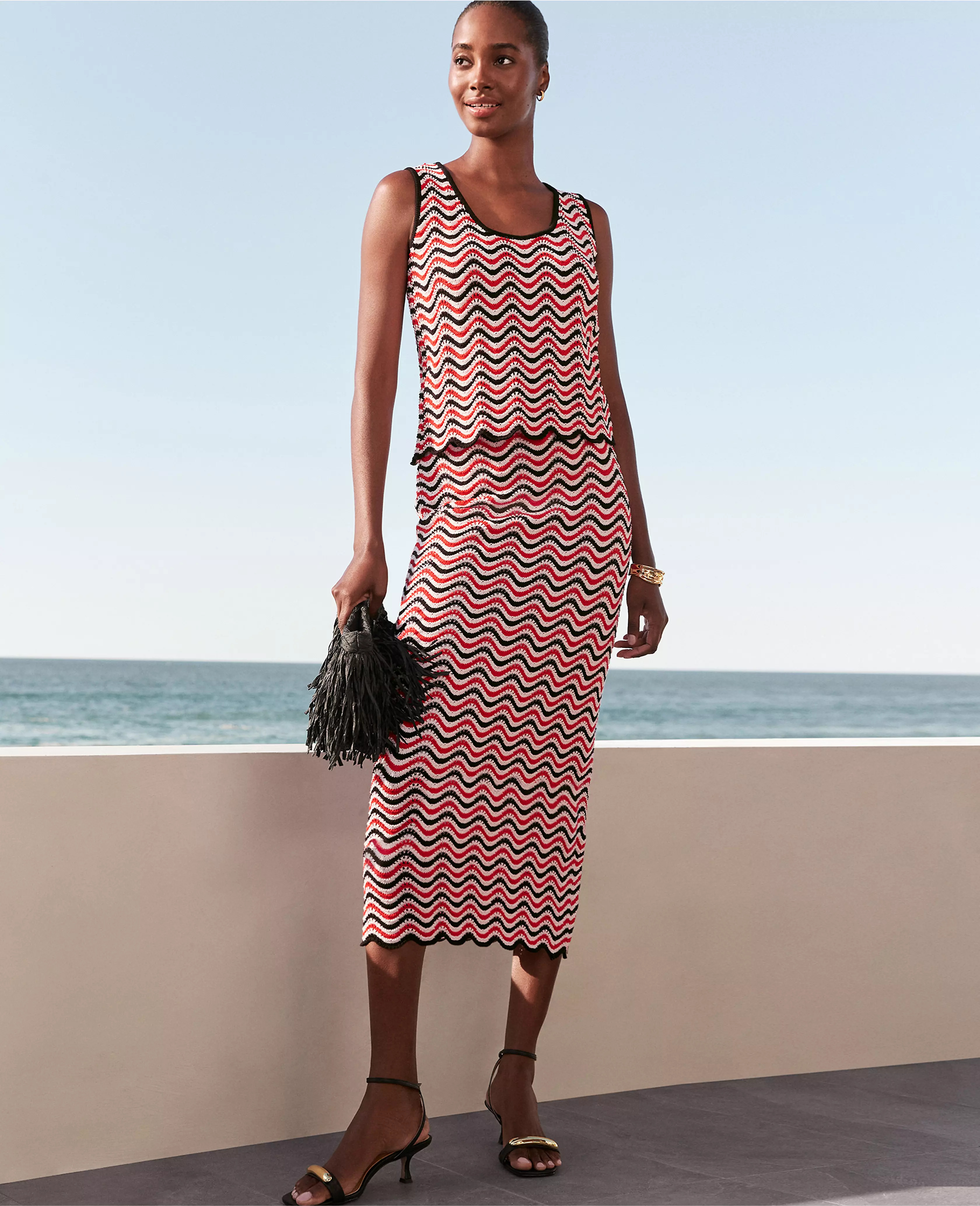 Striped Crochet Sweater Skirt | Ann Taylor