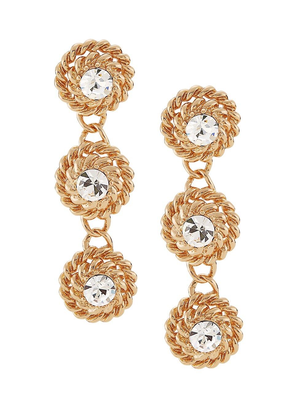 DANNIJO Cicely Goldtone &amp; Glass Crystal Triple-Drop Earrings | Saks Fifth Avenue