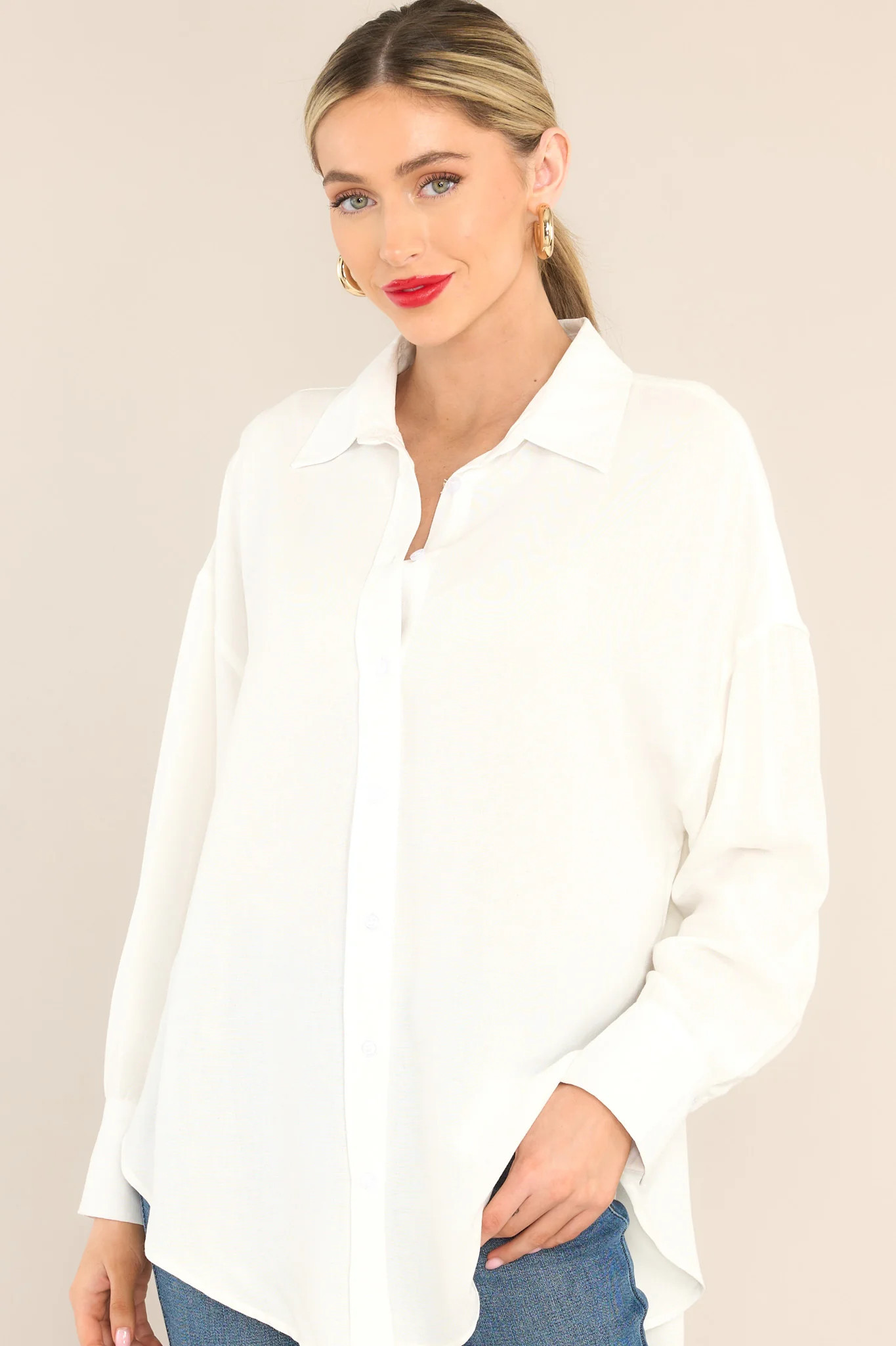 What Will Be Ivory Button Front Top | Red Dress 